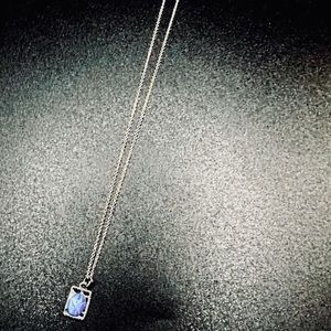 Vintage Faux Blue Star Sapphire Pendant on Sterling Silver Chain